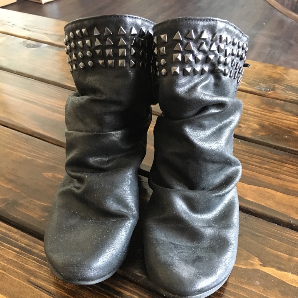 Black studded ankle boots